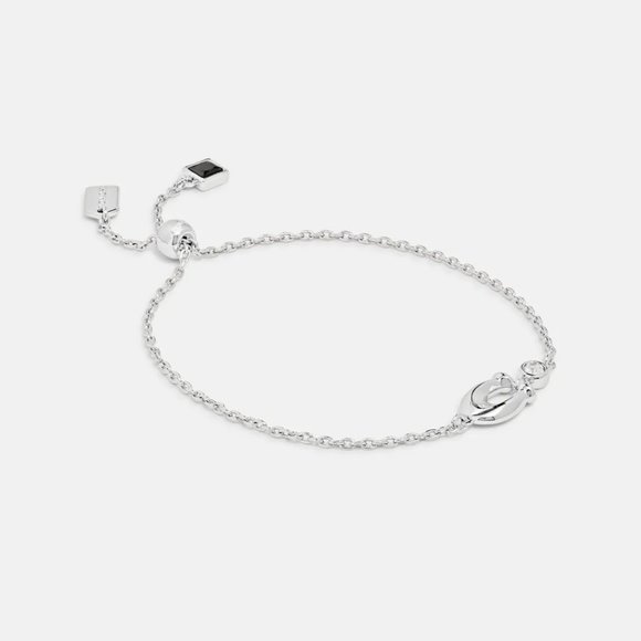 NWT COACH Silver Chubby C Charm Adjustable Slider Bracelet - Picture 4 of 6